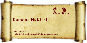 Kordos Matild névjegykártya